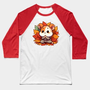 Kawaii fall hamster yoga Baseball T-Shirt